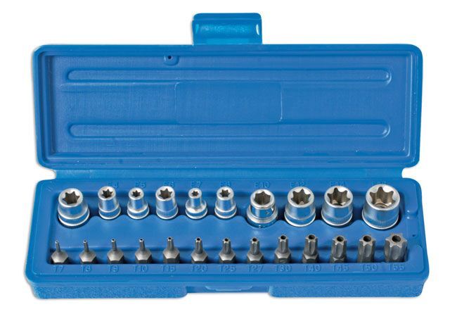 Laser 3081 Star Socket & Tamperproof Bit Tool Set 23 piece 1/4'' 3/8'' D
