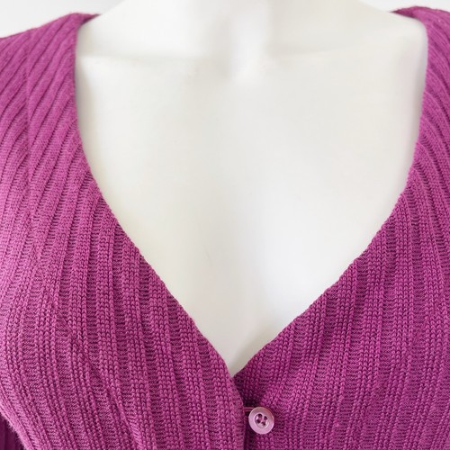 Cardigan maglione Anthropologie Maeve viola manica lunga scollo a V taglia M NUOVO - Foto 4 di 11