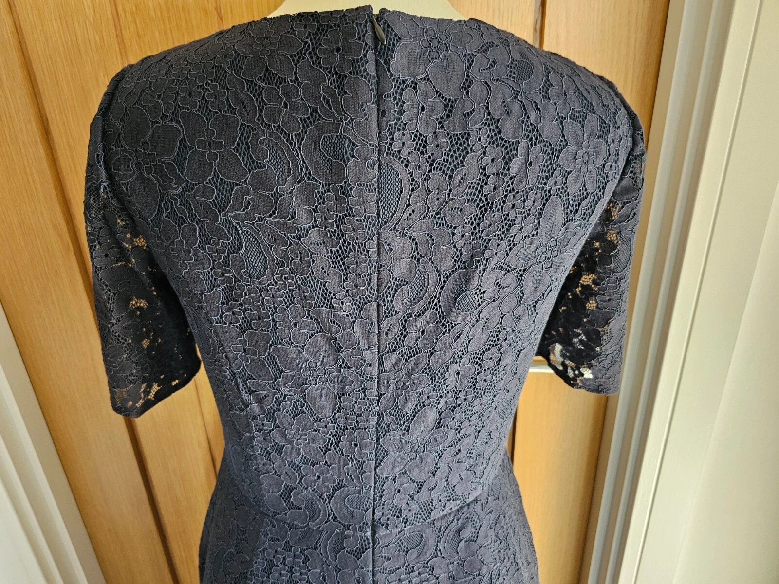 L K Bennett Celine abito midi pizzo blu navy taglia 10 ottime condizioni