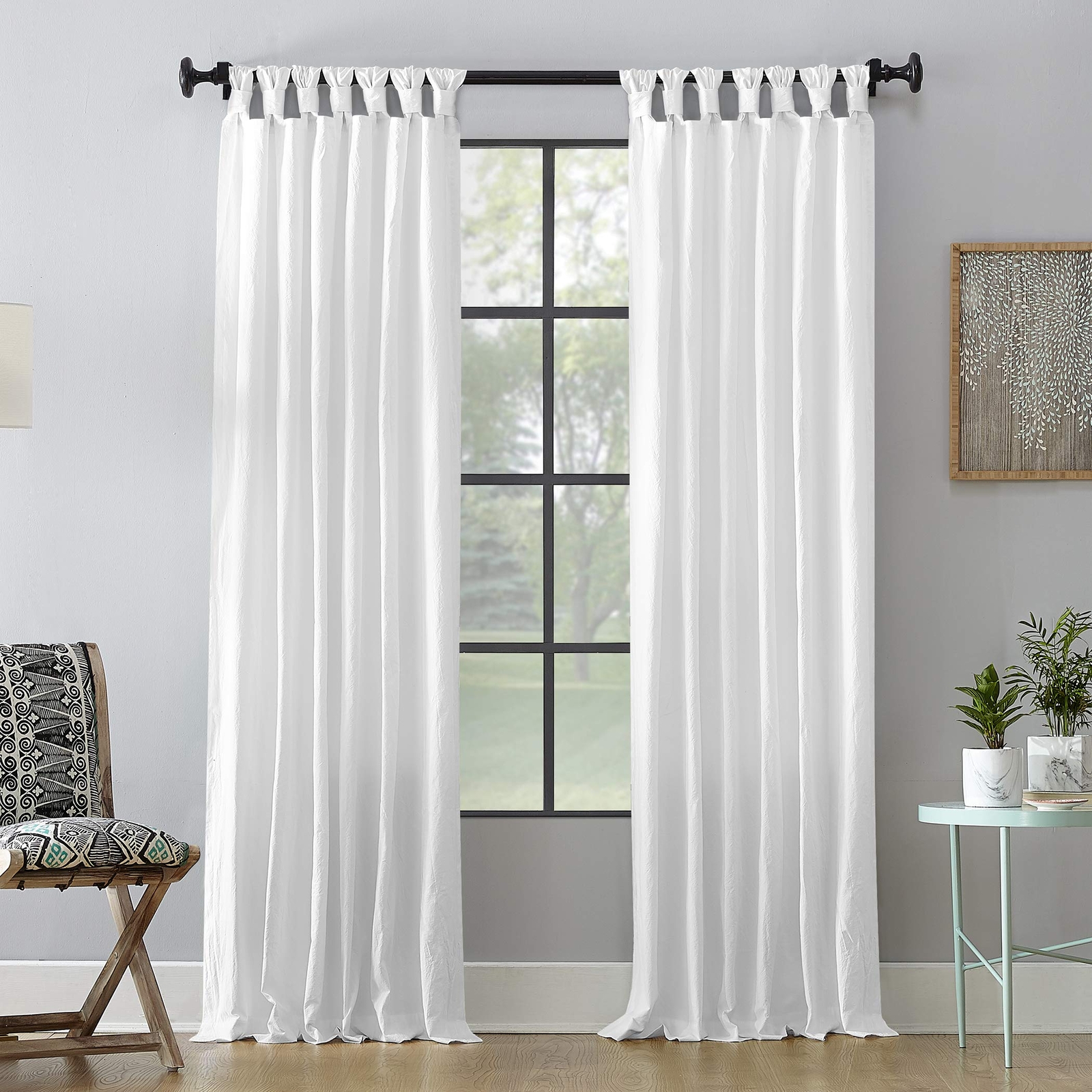 Archaeo Washed Cotton Twist Tab Curtain 52x63 White  