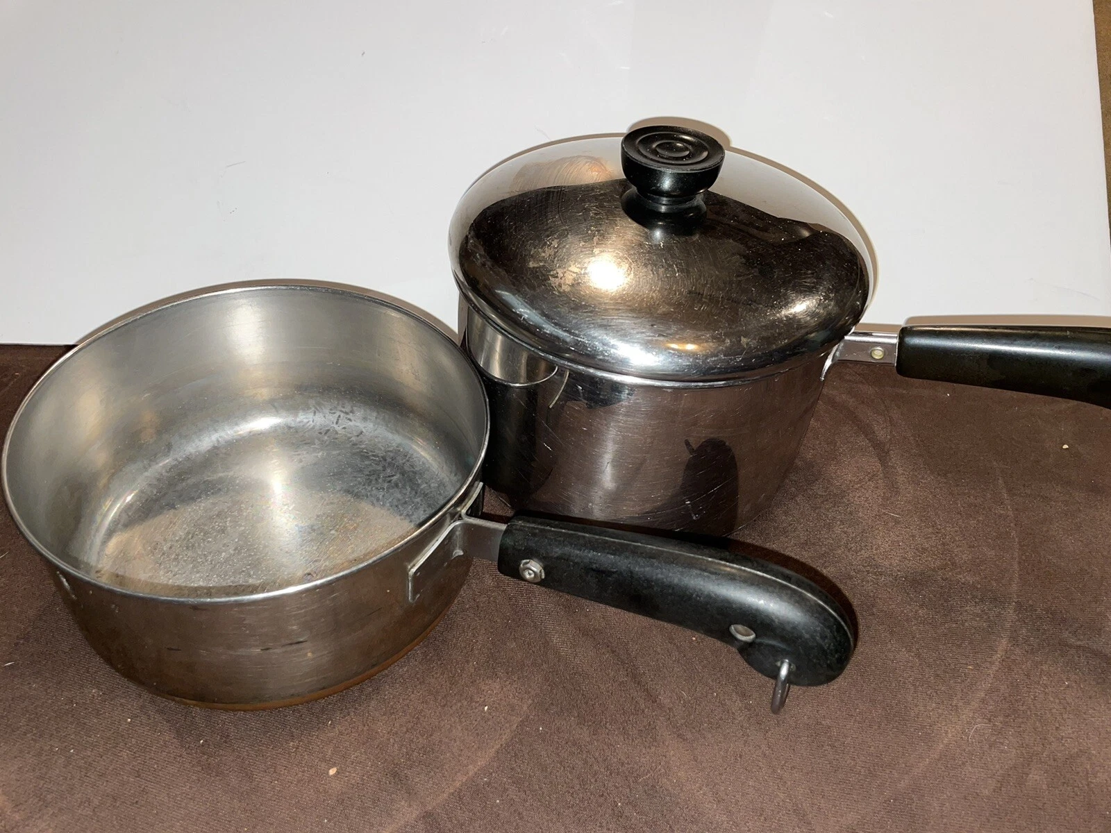 Revere Ware Vintage Copper Bottom 2 Pot & 1 Lid Set - 3 Qt 2 Qt Lid Fits Both