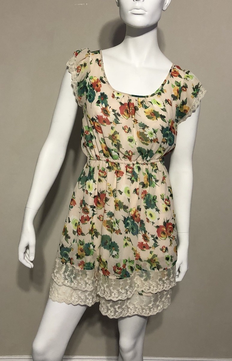 blu pepper green floral dress Blu Pepper Watercolor Floral Midi Dress for Women Light Green Multi / L
