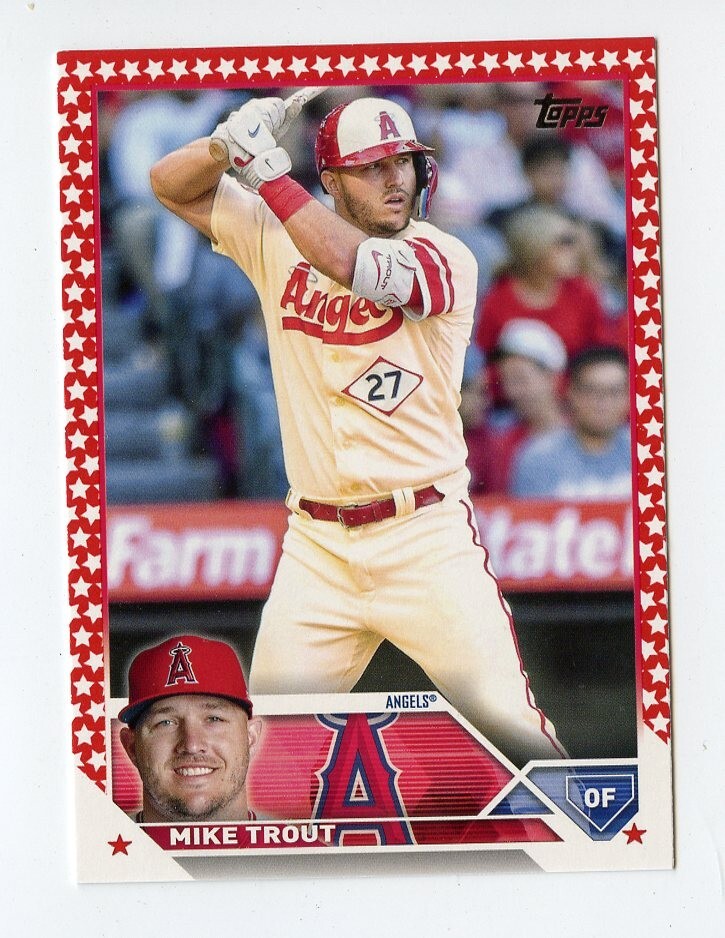 F196 MIKE TROUT 2023 TOPPS INDEPENDENCE DAY 71/76 #27 LOS ANGELES ANGELS RARE SP