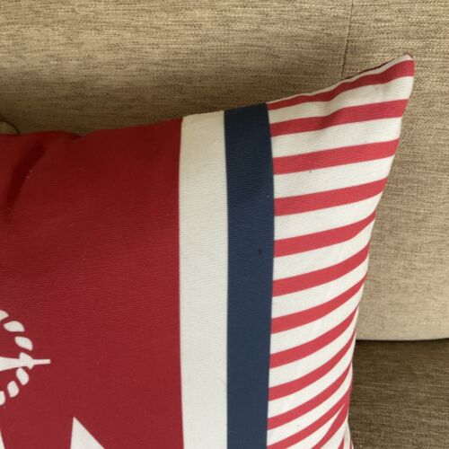 Coastal Decor Nautical Lumbar Pillow Throw Anchor Stripes Red White & Blue NEW - Picture 4 of 9