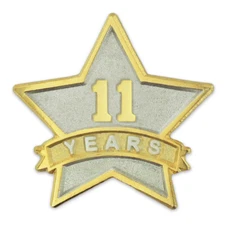 PinMart's 11 Year Service Award Star Corporate Recognition Dual Plated Lapel Pin