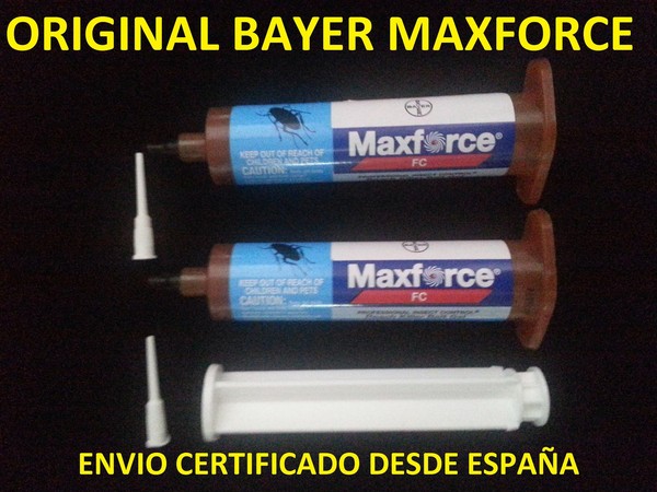 2 TUBO JERINGAS MAXFORCE FC ORIGINAL BAYER ELIMINAR CUCARACHAS GEL 2X30g=(600m2)