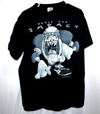 VTG 1997 looney Tunes Tasmanian Devil Taz Men's Large Black T-shirt Football.