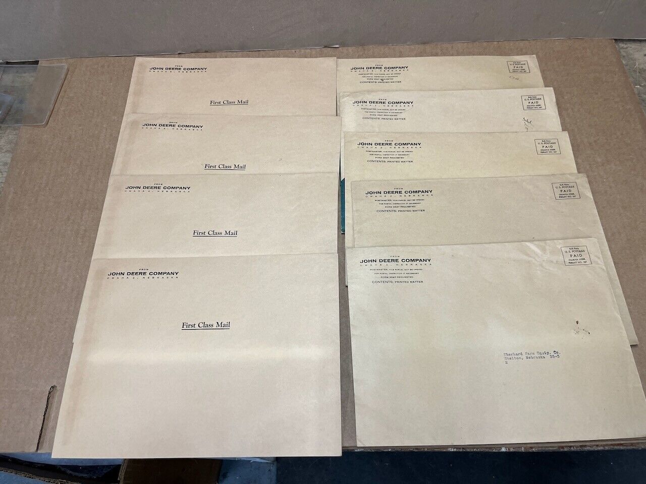 John Deere Lot of Envelopes Paper Ephemera Collectable