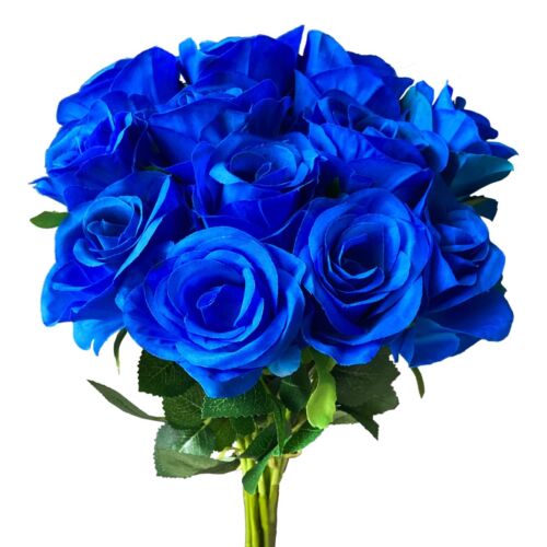 12 PCS Rose Artificial Silk Flowers Fake Roses with Long Stems Realistic Faux...