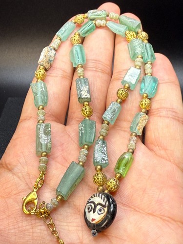 Old Roman Glass Beads Beautiful Necklace - Picture 12 of 13