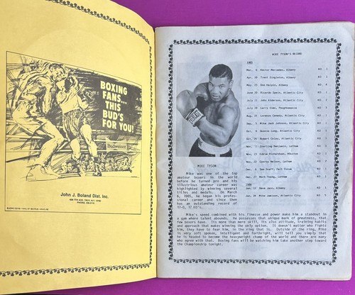 Mike Tyson vs Jesse Ferguson 1986 Official Program; W/Promo Pic & Unused Card - Picture 3 of 4