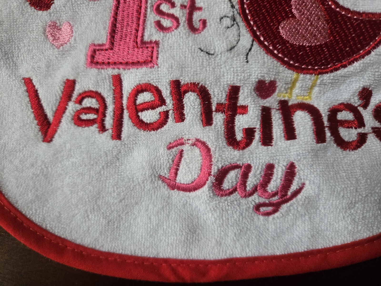 NWT Neat Solutions One Size My 1st Valentine's Day white red pink cloth baby bib