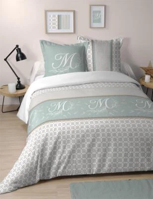 LOVELY CASA Parure Housse de Couette 240X220 cm + 2 Taie d’Oreiller 100% coton Constance