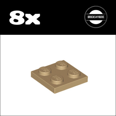 Lego    3022   Plate 2 x 2   Dark Tan   8x   NEU
