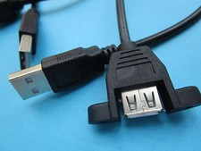 6 pcs USB 2.0 A Male to Female Extension Cable with Panel Mount Screw Holes 1m