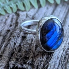 Beautiful Labradorite Gemstone 925 Sterling Silver Ring Valentine Day Gift C-591
