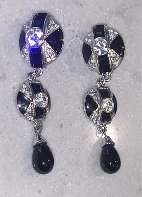 New GIANNI DE LIGUORO Italy COUTURE Art Deco Duster Shoulder Earrings 3'' LUXURY