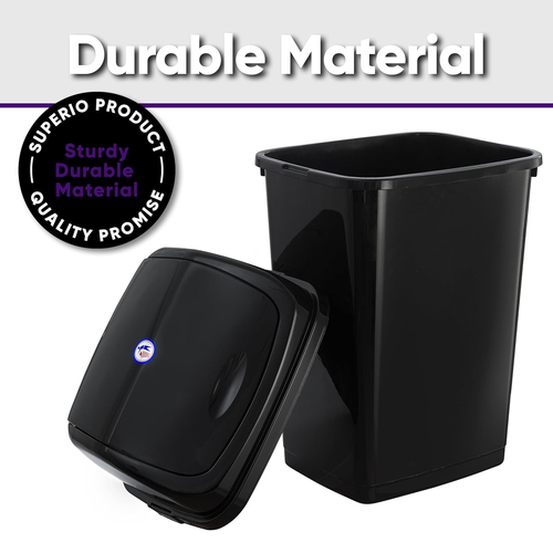 Kitchen Trash Can 13 Gallon with Swing Lid, Plastic Tall Garbage Can Outdoor and - Picture 4 of 9