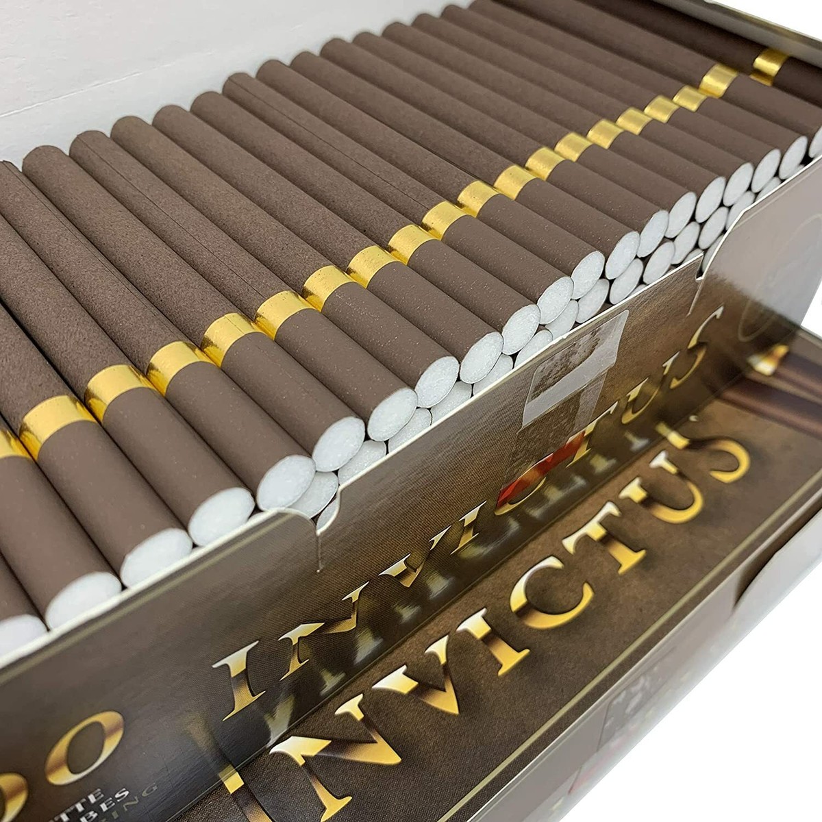 cigarette with gold ring around filter Invictus BROWN premium EMPTY Cigarette Filter Tubes 200 tubes-make your own