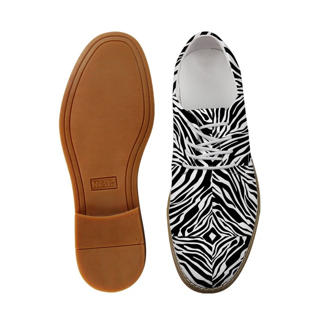 Zebra Style Brogue Mens Oxford Shoes Lace Up Shoes Loafers Soft Fiber
