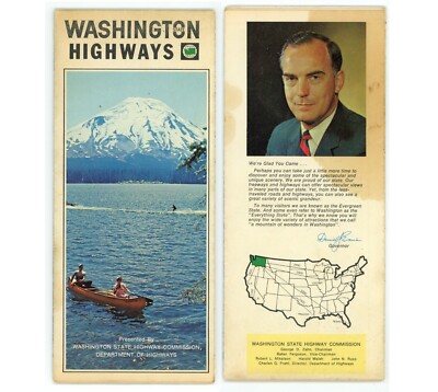 Vintage 1968 Washington Official Road Map   State Highway Dept. (Stained)