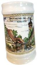 German Beer Stein "ROTHENBURG O.D.T"  Klingentor 6" tall Hand Painted VINTAGE