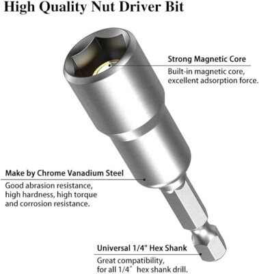 Porte Embout Visseuse Kit 3 Tiges D'Extension Magnétiques 1/4" - 75/100/150mm - Pour Perceuse/Visseuse Embout Visseuse Long