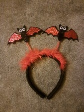 Halloween Red And Black Bat Deely Boppers Fancy Dress Hairband