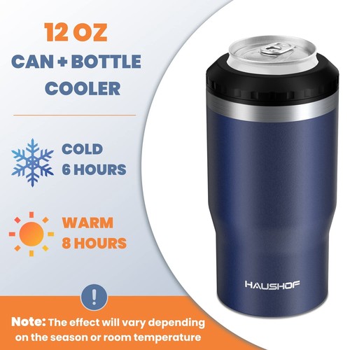 HAUSHOF 12 oz Can Cooler 4 in 1 Double Walled Can Insulator Stainless Steel Cans - Afbeelding 5 van 21