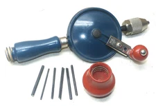 Vintage Stanley HY-LO Drive No 03-222A Eggbeater Drill w/ 7 Bits INV17737