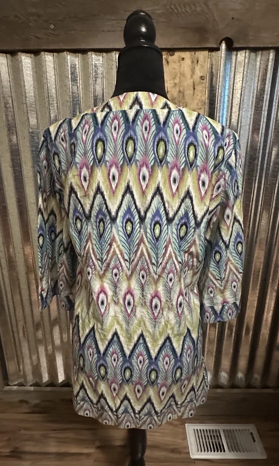 Vix by Paula Hermanny Swimsuit Cover Up Medium Tunic Peacock Embellished Beach - Image 4 of 4