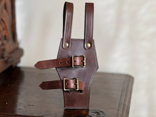 Sword Holder Frog Real Leather, Brown, With Belt Loops, Adjustable, Re-enactment
