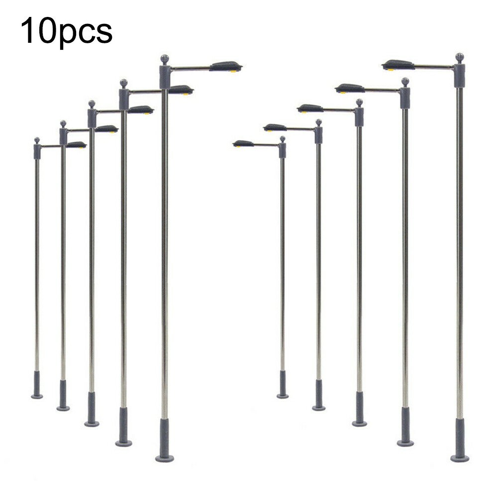 Evemodel 10pcs Model Railway Metal Street Light Lamps Z N TT HO Scale LED 3V Free Resistor Single Head - 26
