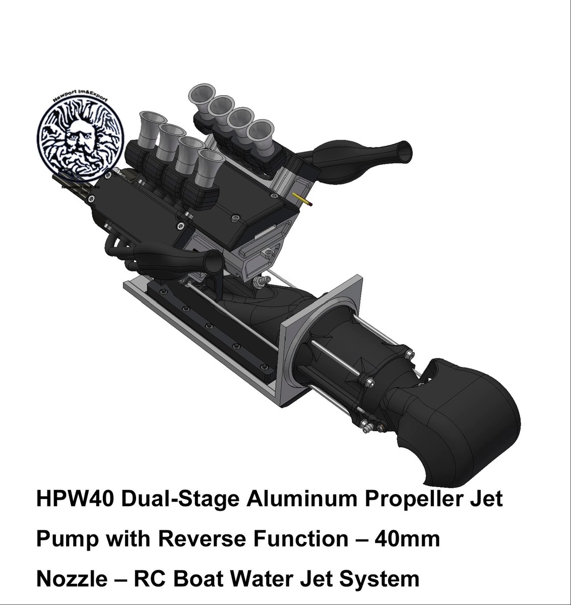 HPW40 40mm Dual-Stage Aluminum Propeller Jet Pump with Reverse RC Boat  Water Jet