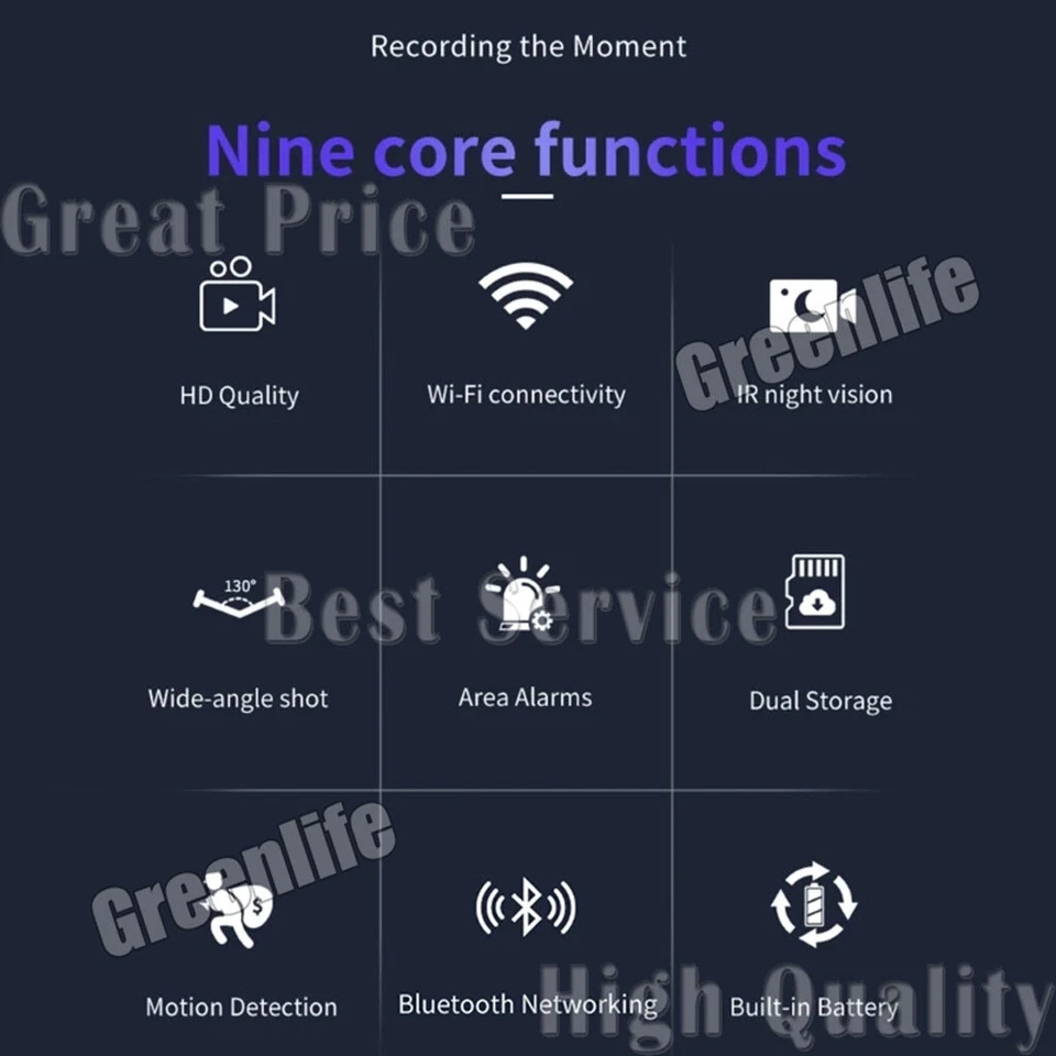 Mini Caméra Sans Fil Wifi Bluetooth Caméra de Sécurité Domestique HD 1080P DVR Vision Nocturne - Photo 3/4