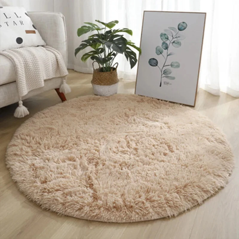 New Soft Plush Round Rug Mat Fluffy White Carpets Living Room Home Bedroom Decor - Image 4 of 4