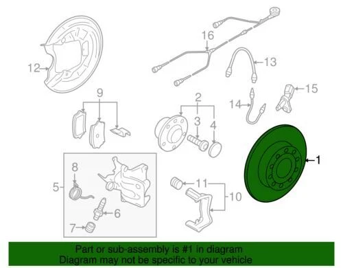 Rotor de freno trasero original Audi 2006-2015 A3 Q3 Base Prestige 5Q0-615-601-G Foto 3 de 3