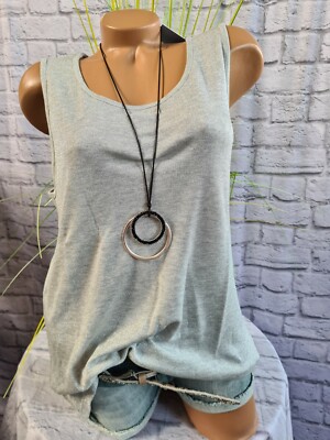 Street One Top Shirt Blusentop Tanktop Grau Glitzer Ärmellos (2 654) NEU