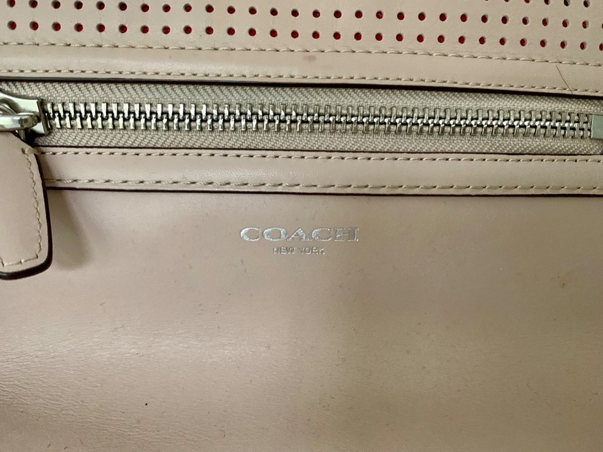 COACH LEGACY PERFORATED LEATHER ROMY CONVERTIBLE TOP HANDLE BAG