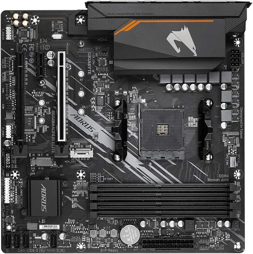Gigabyte B550M Aorus Elite (rev 1.3) Scheda Madre PC mATX AMD AM4 DDR4 M.2 PCIe - Immagine 2 di 4