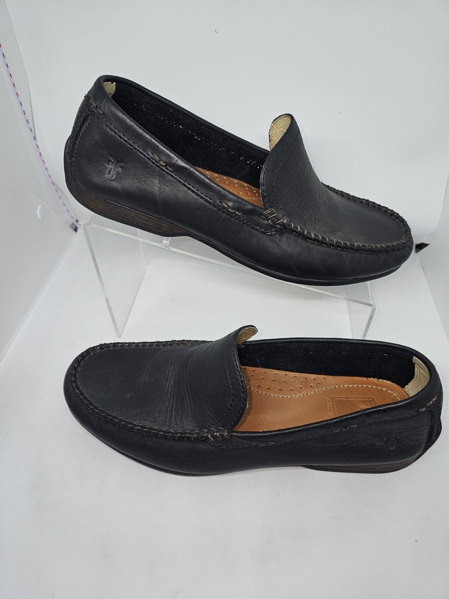 EUC Frye Lewis Venetian Black Leather Loafers Size 7.5 Style  display picture 3