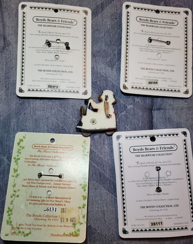 Vintage Lot Of 5 Boyds Bears Pins collectible Brooche Bearwear - Picture 2 of 2