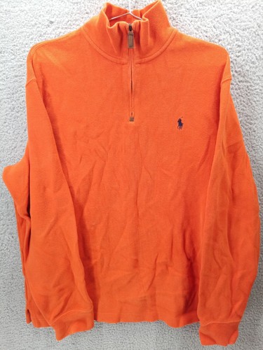 Polo Ralph Lauren Herren Pullover Quarter Zip 100% Baumwolle Orange Größe L - Bild 1 von 8