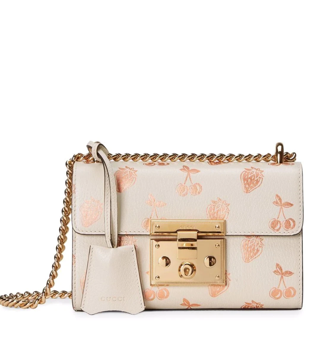 Gucci Padlock Shoulder Bag GG Supreme Strawberry Print Beige/Ebony/Metallic  Cherry in Canvas with Gold-tone - US