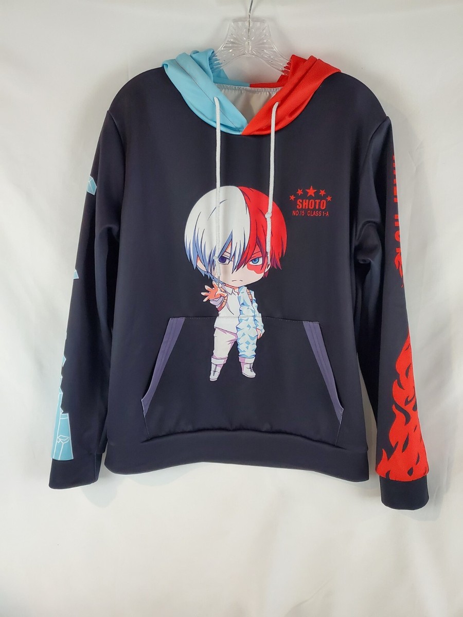 My Hero Academia Shoto Half Cold Half Hot Pocket Hoodie Pullover Size  Large