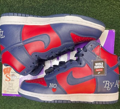 Supreme X Nike SB Dunk High “By Any Means” Red Navy Sz 6.5 