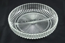 Vintage 7 Inch Glass Divided Two Section Relish Dish