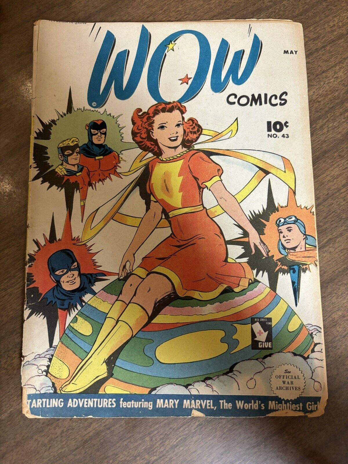 Wow Comics #43 Nice Unrestored Mary Marvel Golden Age Fawcett Comic 1943