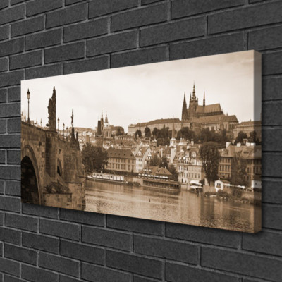 Leinwandbild Bild Bild Druck 100x50 Landschaft Prager Brücke