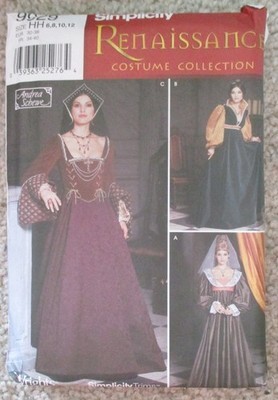 Uncut Size 6 8 10 12 Renaissance Dress Costume Sewing Pattern Simplicity 9929
